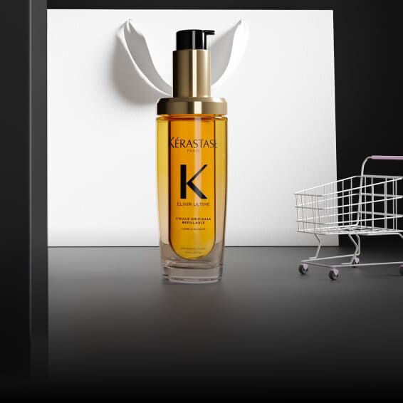 Flacon dore de l'Huile Originale Elixir Ultime de Kerastase.