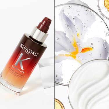 le serum de nuit hydratation 8h Nutritive pose sur un socle transparent,