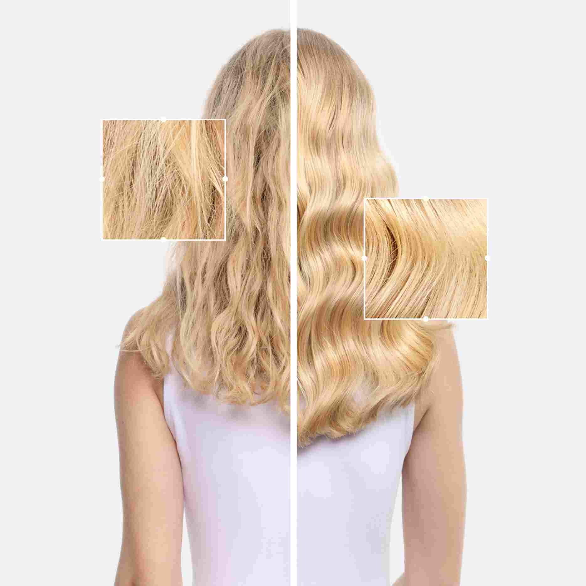 cheveux blonds frisottis avant apres