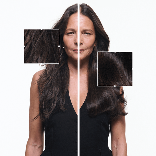 Gros plan detaille sur la texture et la brillance d'une chevelure brune.​