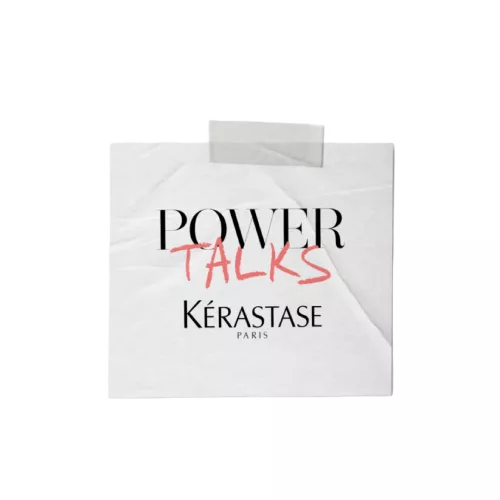 Papier scotche avec inscription "Power Talks - Kerastase"