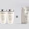 Alt text: A promotional image showing two bottles of Kerastase hair care products alongside a refill pouch, emphasizing a sustainable refill system.
