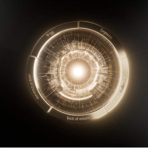 Produits capillaires Kérastase de la gamme Genesis, présentés sur des boîtes stylisées en arrière-plan.